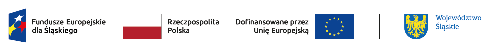 Belka informacyjna przedstawiająca unijne i rządowe logotypy dofinansowania Programu Fundusze Europejskie dla Śląskiego